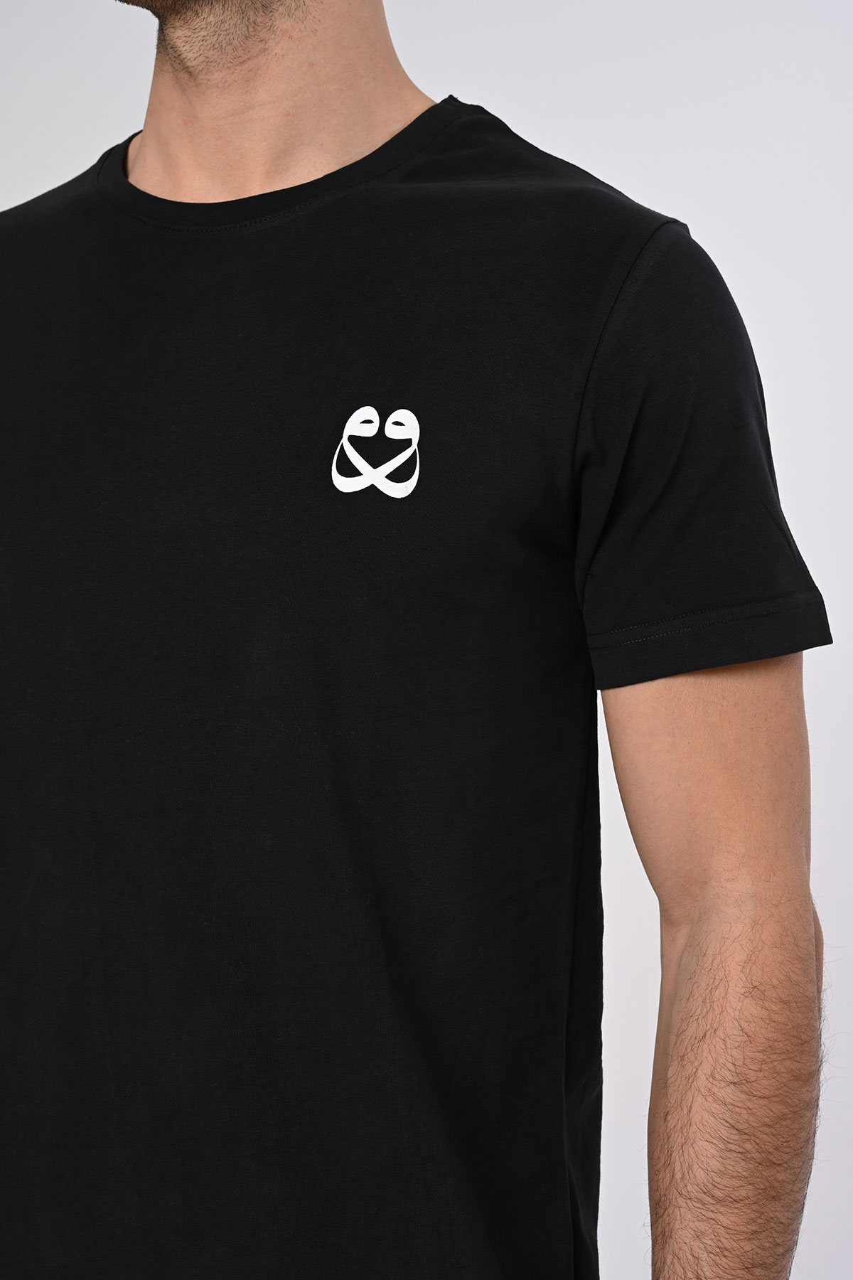 Vav Tasarım Bisiklet Yaka Siyah Pamuk T-shirt 22’