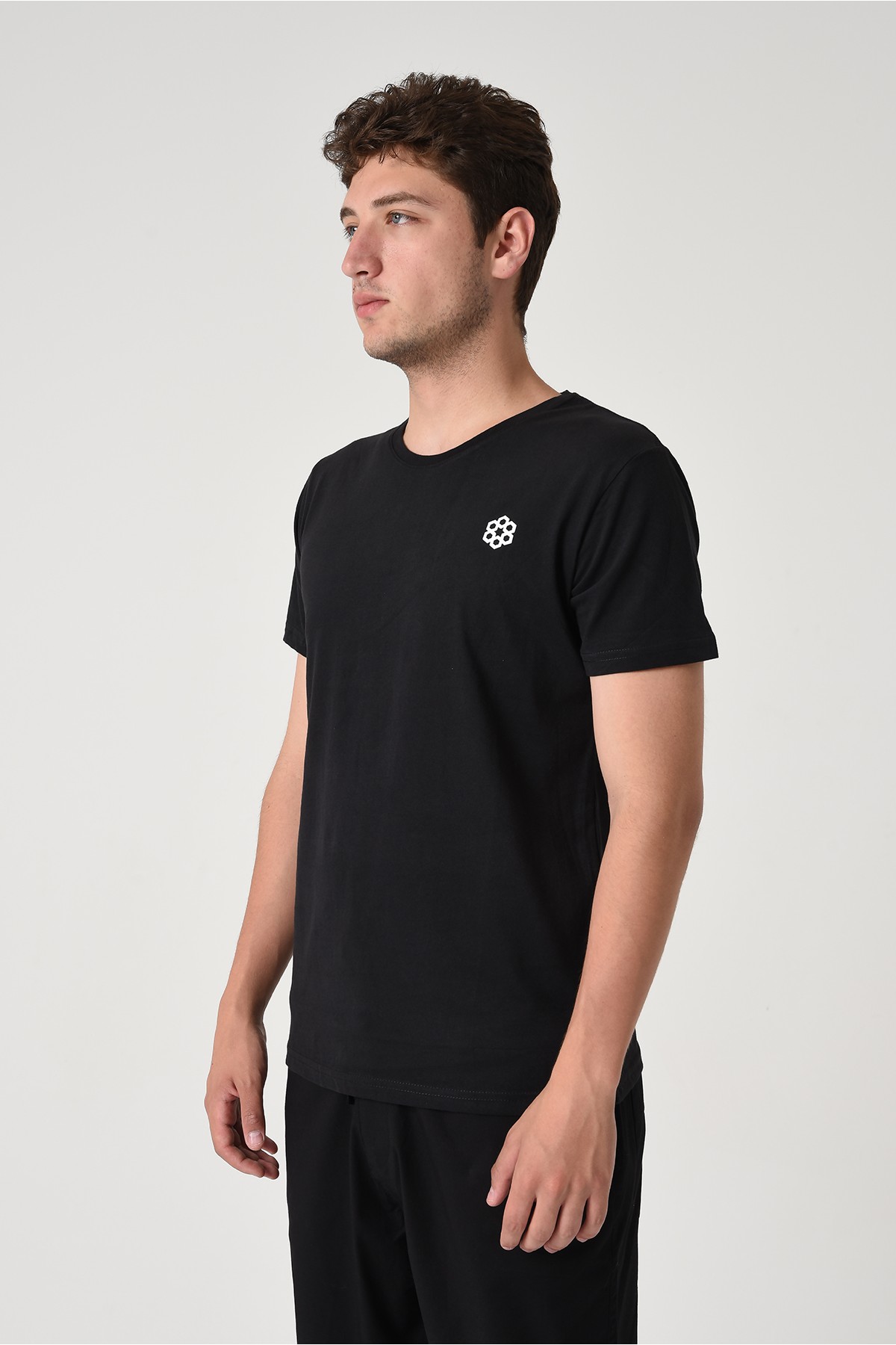 Dembu Tasarım Pamuk Baskılı Siyah T-shirt