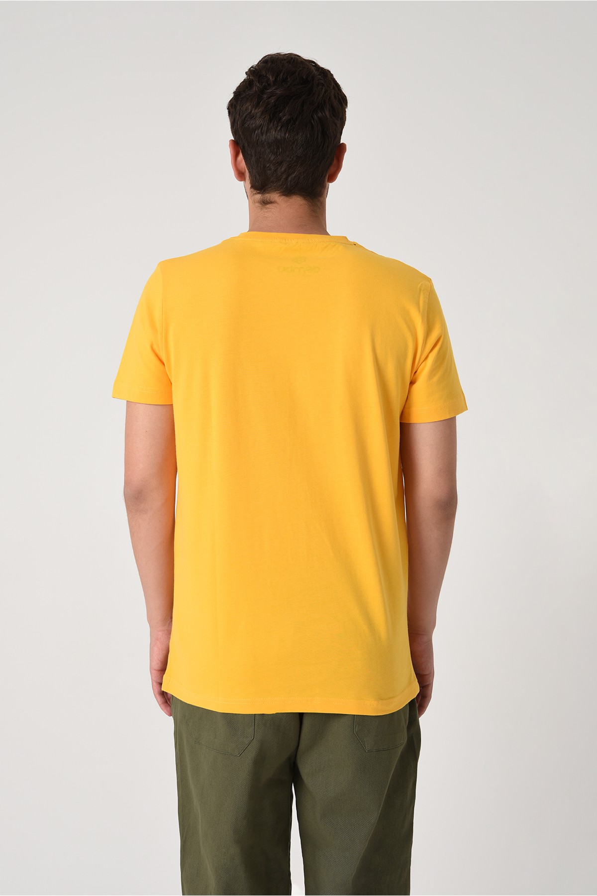 Elif Tasarım Pamuk Bisiklet Yaka Sarı T-shirt 22’