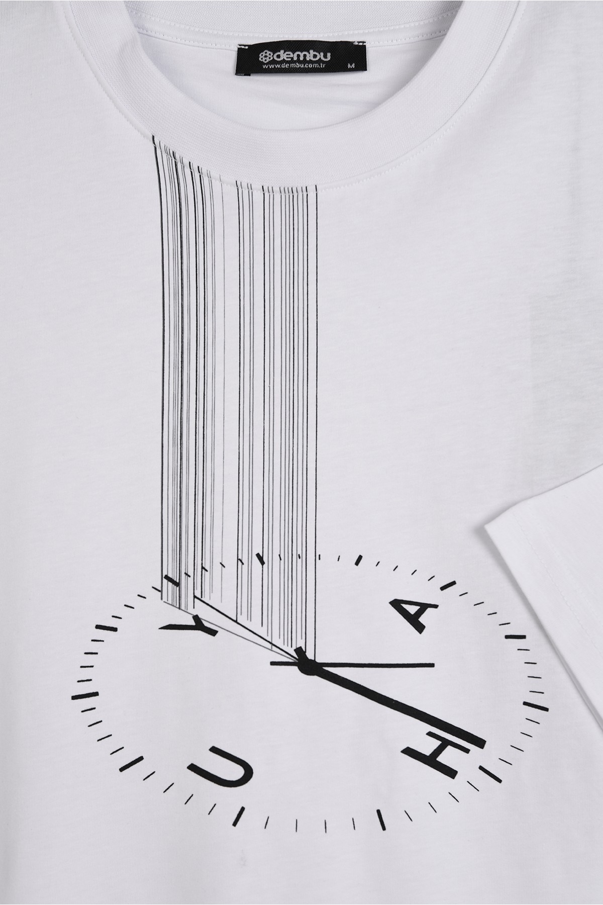 Saat Tasarım Beyaz Pamuk Bisiklet Yaka Oversize T-shirt 23'